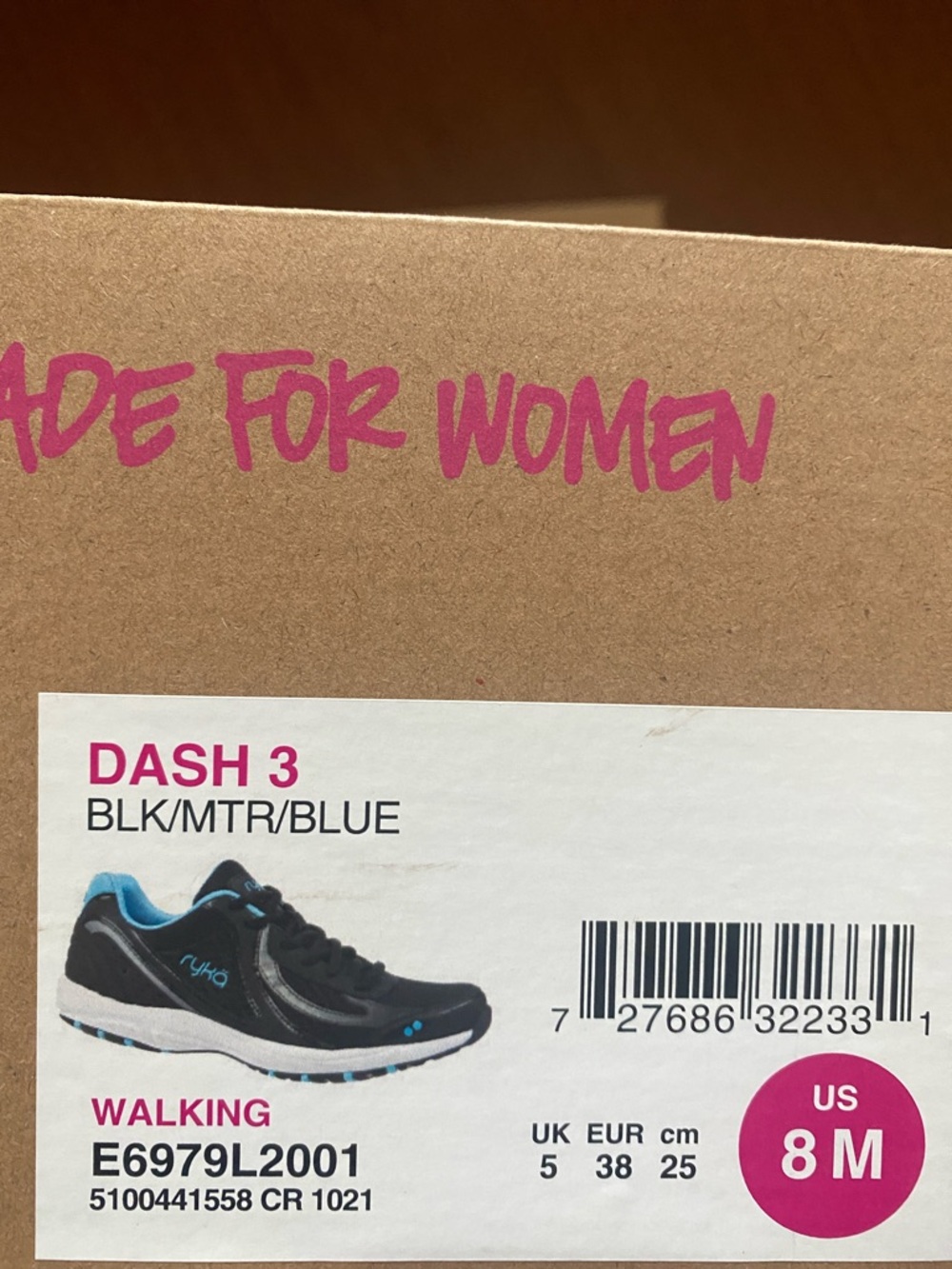 Ryka Dash 3 Women's Walking Shoes - Black with Blue Accents Size 8